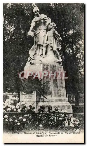 Cartes postales Sens Monument Patriotique Promenade du Jeu de Paume Oeuvre de Peynot