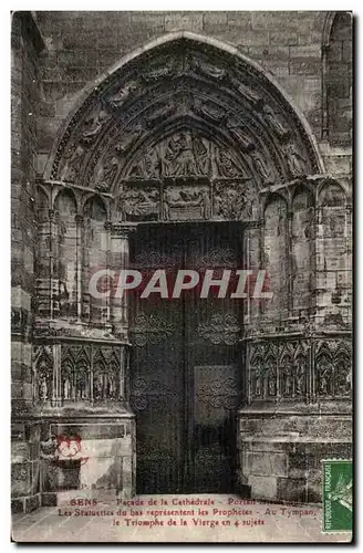 Cartes postales Sens Facade de la Cathedrale Portail