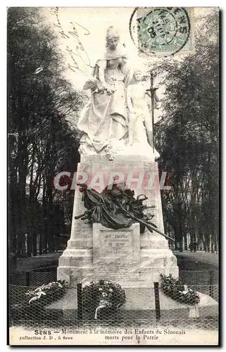 Cartes postales Sens Monument a la Memoire Enfants du Senonais morts pour la patrie