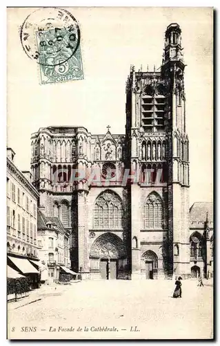 Cartes postales Sens La Facade de la Cathedrale