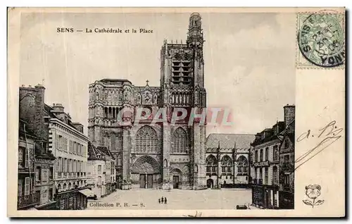 Cartes postales Sens La Cathedrale et la Place