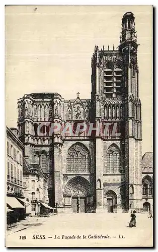 Cartes postales Sens La Facade de la Cathedrale