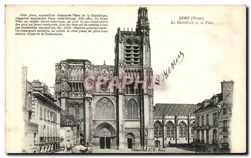 Cartes postales Sens La Cathedrale et la Place