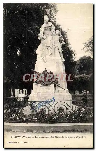 Cartes postales Sens La Monument des Morts de la Guerre 1870 1871 Militaria