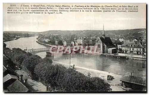 Ansichtskarte AK Sens L Yonne Le Grand Pont L eglis Saint Maurice Le Faubourg et les montagnes du Chemin Neuf de