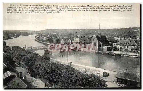 Cartes postales Sens L Yonne Le Grand Pont L eglis Saint Maurice Le Faubourg et les montagnes du Chemin Neuf de