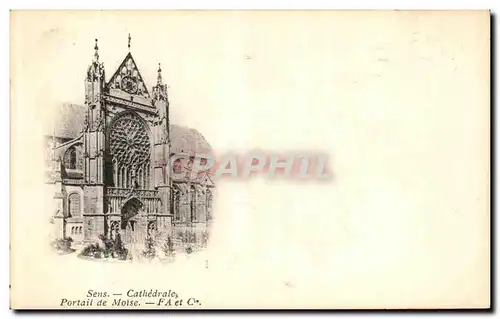 Cartes postales Sens Cathedrale Portail de Moise