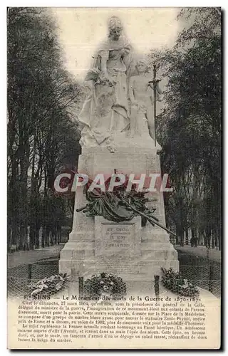 Cartes postales Sens La Monument des Morts de la Guerre de 1870 1871 Militaria