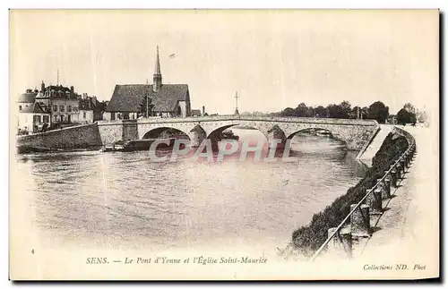 Ansichtskarte AK Sens Le Pont d Yonne et L Eglise Saint Maurice
