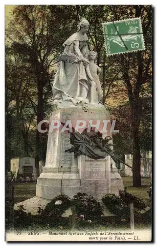 Cartes postales Sens Monument eleve aux Enfants de l Arrondissement morts pour la patrie