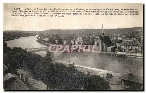 Cartes postales Sens L Yonne Le Grand Pont L Eglise Saint Maurice