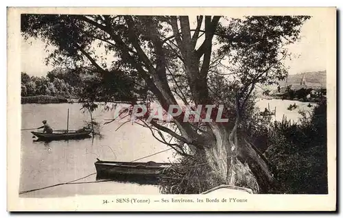 Cartes postales Sens Yonne Ses Environs Les bords de l Yonne Pecheur