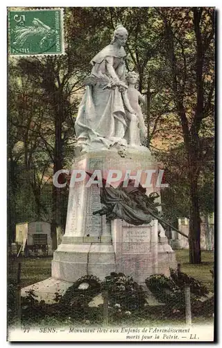 Cartes postales Sens Monument eleve aux Enfants de l Arrondissement morts pour la patrie