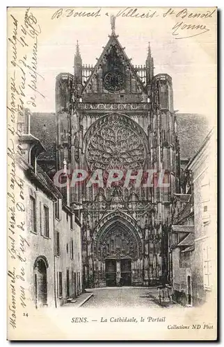 Cartes postales Sens La Cathedrale le Portail