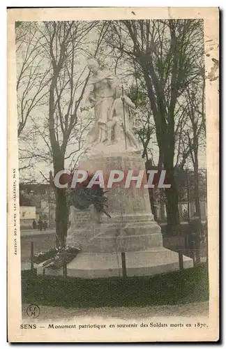 Cartes postales Sens Monument patriotique en souvenir des Soldats morts en 1870 Militaria