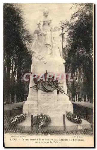 Cartes postales Sens Monument a la Memorire des Enfants du Senonais morts pour la patrie Militaria