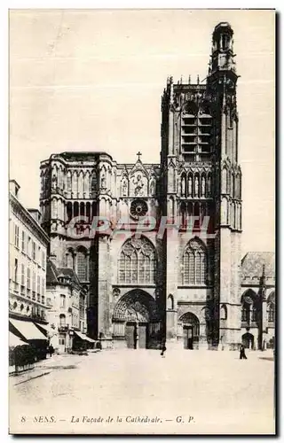 Cartes postales Sens La Facade de la Cathedrale