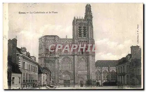 Cartes postales Sens La Cathedrale et la palce