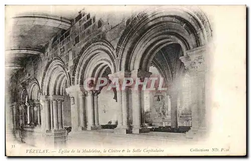 Cartes postales Vezelay Eglise de la Madeleine Le Cloitre La salle Capitulaire