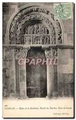 Cartes postales Vezelay Eglise de la Madeleine Portail du Narthex Porte de gauche