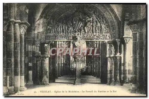 Cartes postales Vezelay Eglise de la Madeleine Le portail Du Narthex et la Net