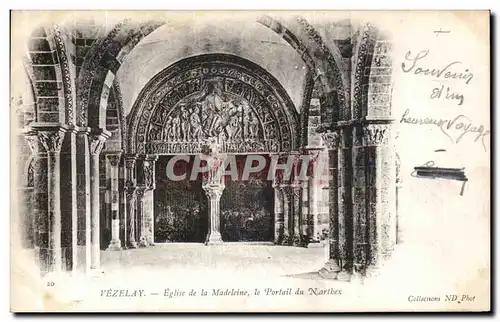 Cartes postales Vezelay Eglise de la Madeleine Le portail du Narthex