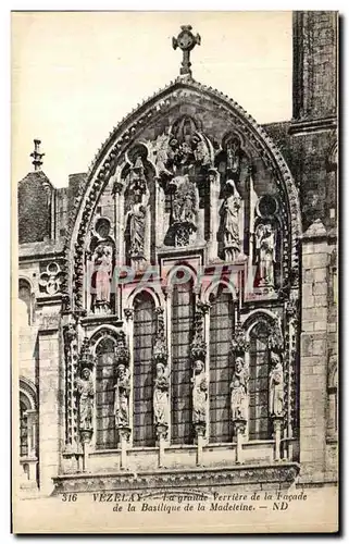 Cartes postales Vezelay La Grande Verriere de la Facade de la Basilique de la Madeleine