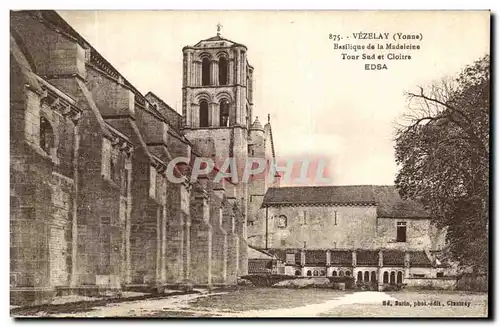 Cartes postales Vezelay Basilique de la Madeleine Tour Sud et Cloitre Edsa