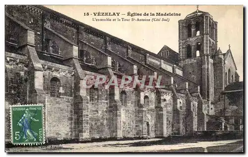 Cartes postales Vezelay L Eglise de la Madeleine L ensemble et la Tour St antoine