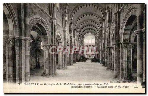 Cartes postales Vezelay Basilique de la Madeleine Vue d ensemble de la Nef Magdalen Basilite Generale View of th