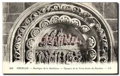 Cartes postales Vezelay Basilique de la madeleine Tympan de la Porte du Narthex