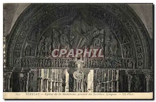 Cartes postales Vezelay Eglise De La Madeleine Portail du Narthex Tympan