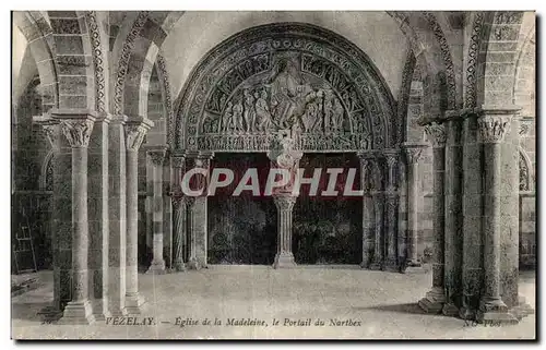 Cartes postales Vezelay Eglise De La Madeleine Portail du Narthex Tympan