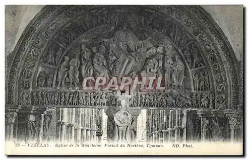 Cartes postales Vezelay Eglise de la Madeleine Portail du narthex Tympan