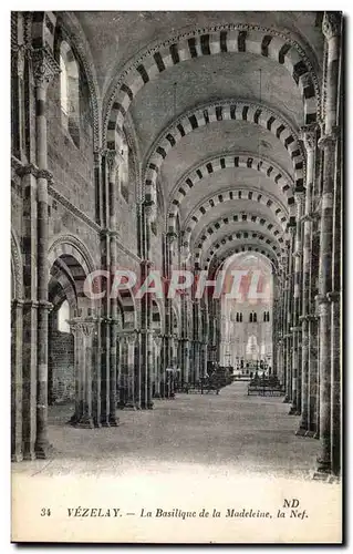 Cartes postales Vezelay La Basilique de la Madeleine La Nef