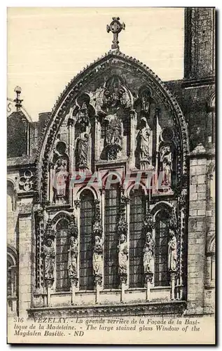 Cartes postales Vezelay La grande verriere de la facade de la basilique de la Madeleine