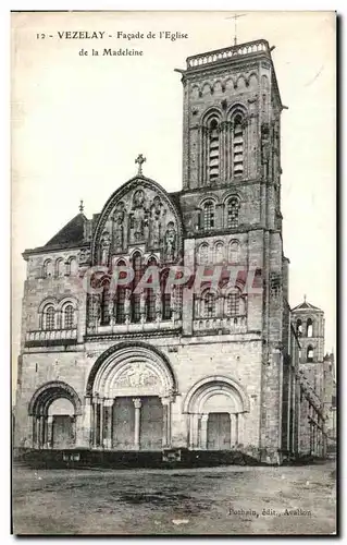 Cartes postales Vezelay Facade Eglise de la madeleine