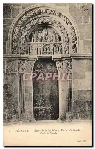 Cartes postales Vezelay Eglise de la Madeleine Portail de Narthex Porte de Gauche