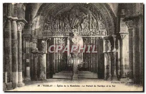 Ansichtskarte AK Vezelay Eglise de la Madeleine Le Portail du Narthex et la Nef