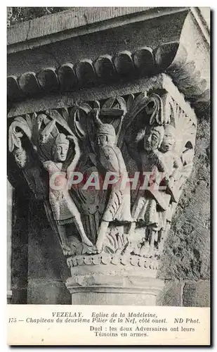 Cartes postales Vezelay Eglise de la Madeleine Chapiteau du Premier Pilier De la Nef Cote Ouest