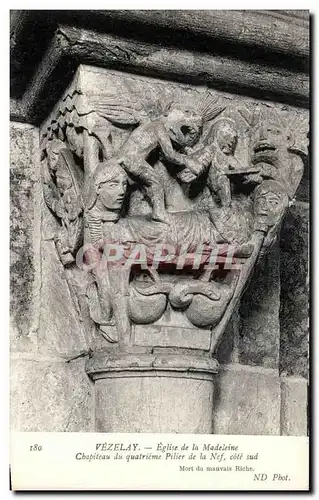 Ansichtskarte AK Vezelay Eglise de la Madeleine Chapiteau du quatrieme Pilier De la Nef Cote Sud Mort du mauvais