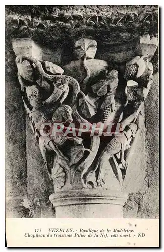 Cartes postales Vezelay Basilique de la Madeleine Chapiteau du Troisieme Pilier de la nef