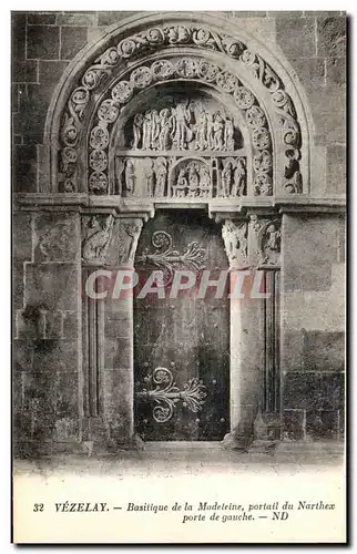 Cartes postales Vezelay Basilique de la Madeleine Portail du Narthex Porte de Gauche