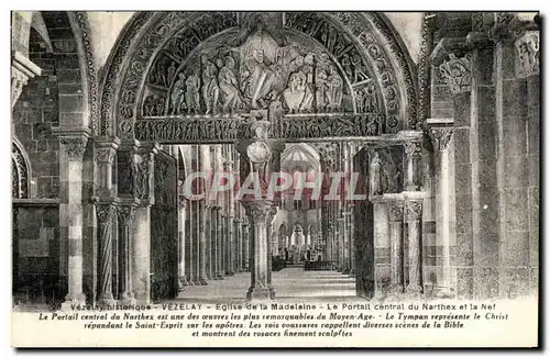 Cartes postales Vezelay Eglise de la Madeleine Le Portail Central du Narthax