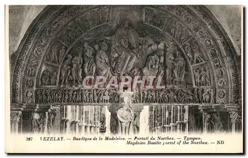 Ansichtskarte AK Vezelay Basilique de la Madeleine Portail du Northex Tympan