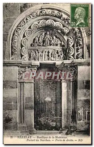 Cartes postales Vezelay Basilique de la Madeleine Portail du Narthex Porte de Droite