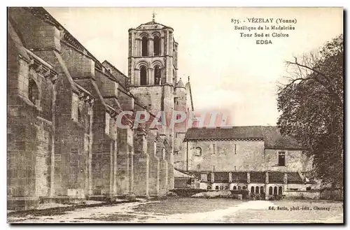 Cartes postales Vezelay Basilique de la Madeleina Tour Sud et Cloitre Edsa