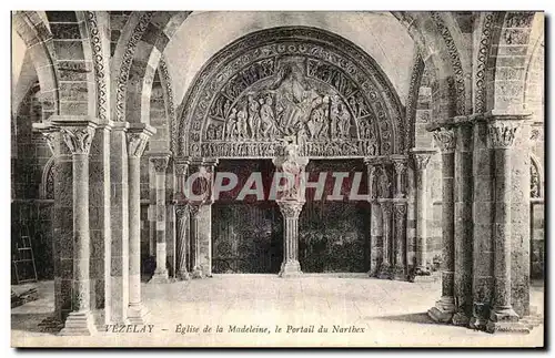 Cartes postales Vezelay Eglise de la Madeleine Le portail du Narthex