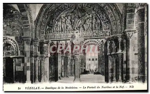 Ansichtskarte AK Vezelay Basilique de la Madeleine Le Portail du Narthex et la Nef