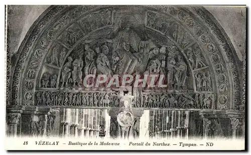 Cartes postales Vezelay Basilique de la Madeleine Portail du Narthex Tympan